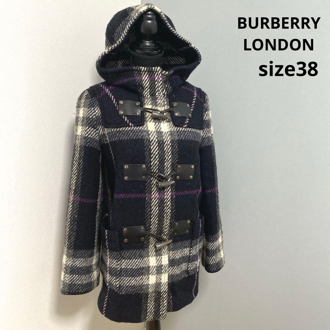 バーバリーロンドン】ノバチェック柄 ダッフルコート フード付き