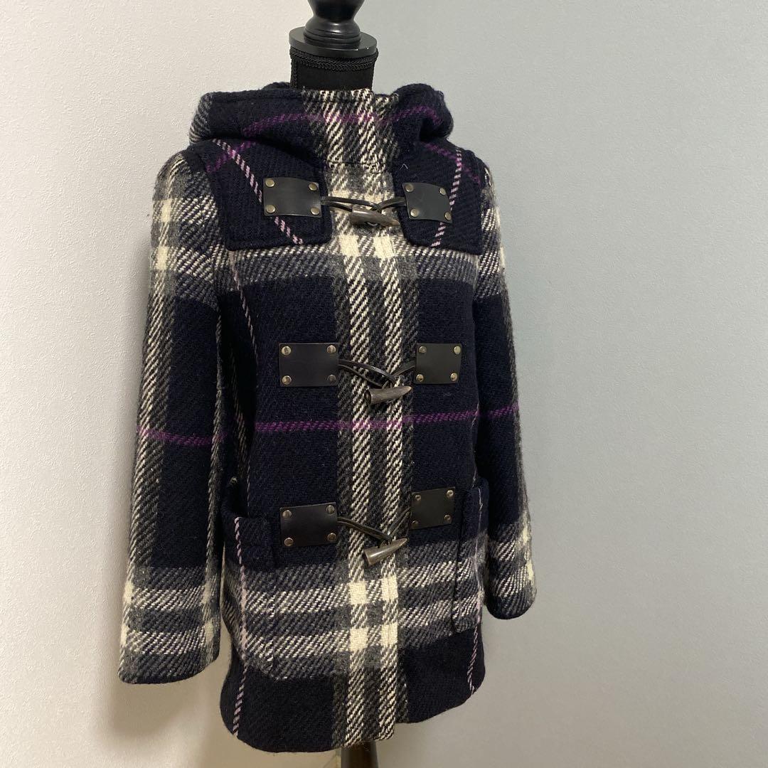 バーバリーロンドン】ノバチェック柄 ダッフルコート フード付き
