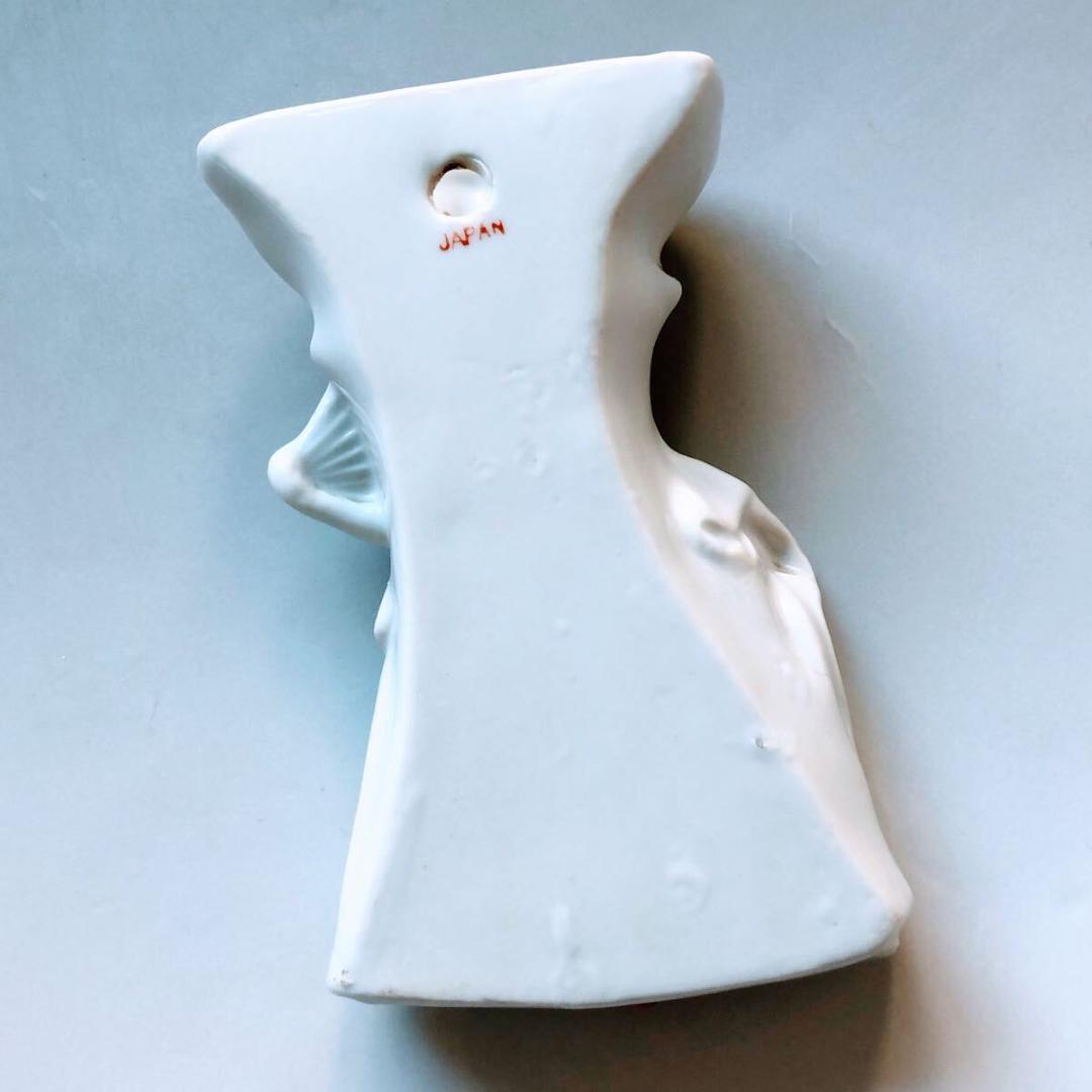 3905 コロニアル・レディ 磁器製 壁掛けポケット花瓶 日本製 1950年