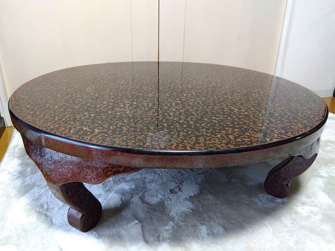 津軽塗 座卓 天然木 ローテーブル 105×75 和家具 唐塗 漆塗 呂色仕上げ