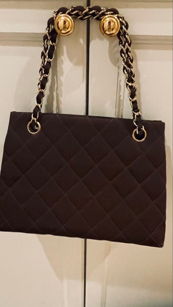 シャネルCHANEL マトラッセ　コットンバッグ　ビンテージ　ダークブラウン