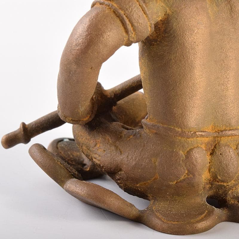 高岡銅器 二代 須賀松園造 蝋型鋳銅 「稚児雷神」 共布共箱 V R7549