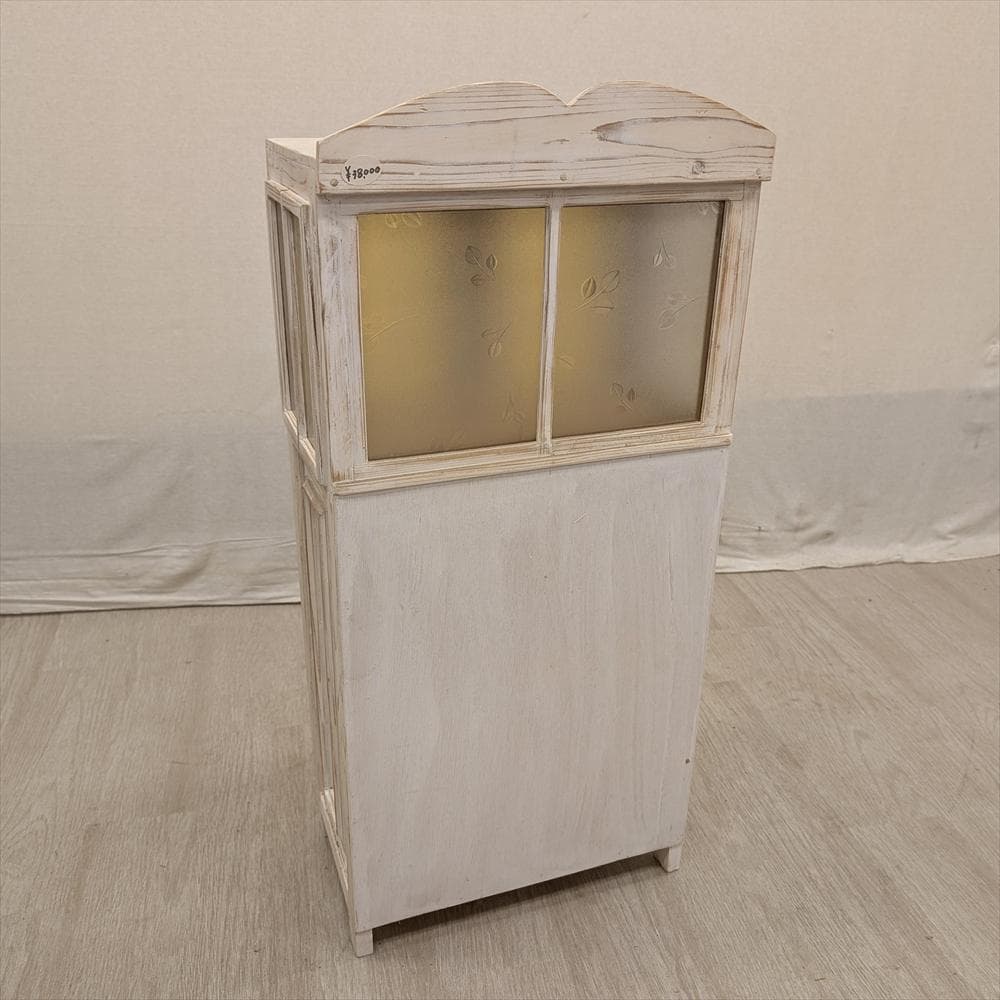 展示品 レトロガラス シャビー ハンドメイド キャビネット 飾り棚