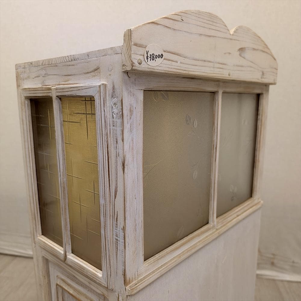 展示品 レトロガラス シャビー ハンドメイド キャビネット 飾り棚