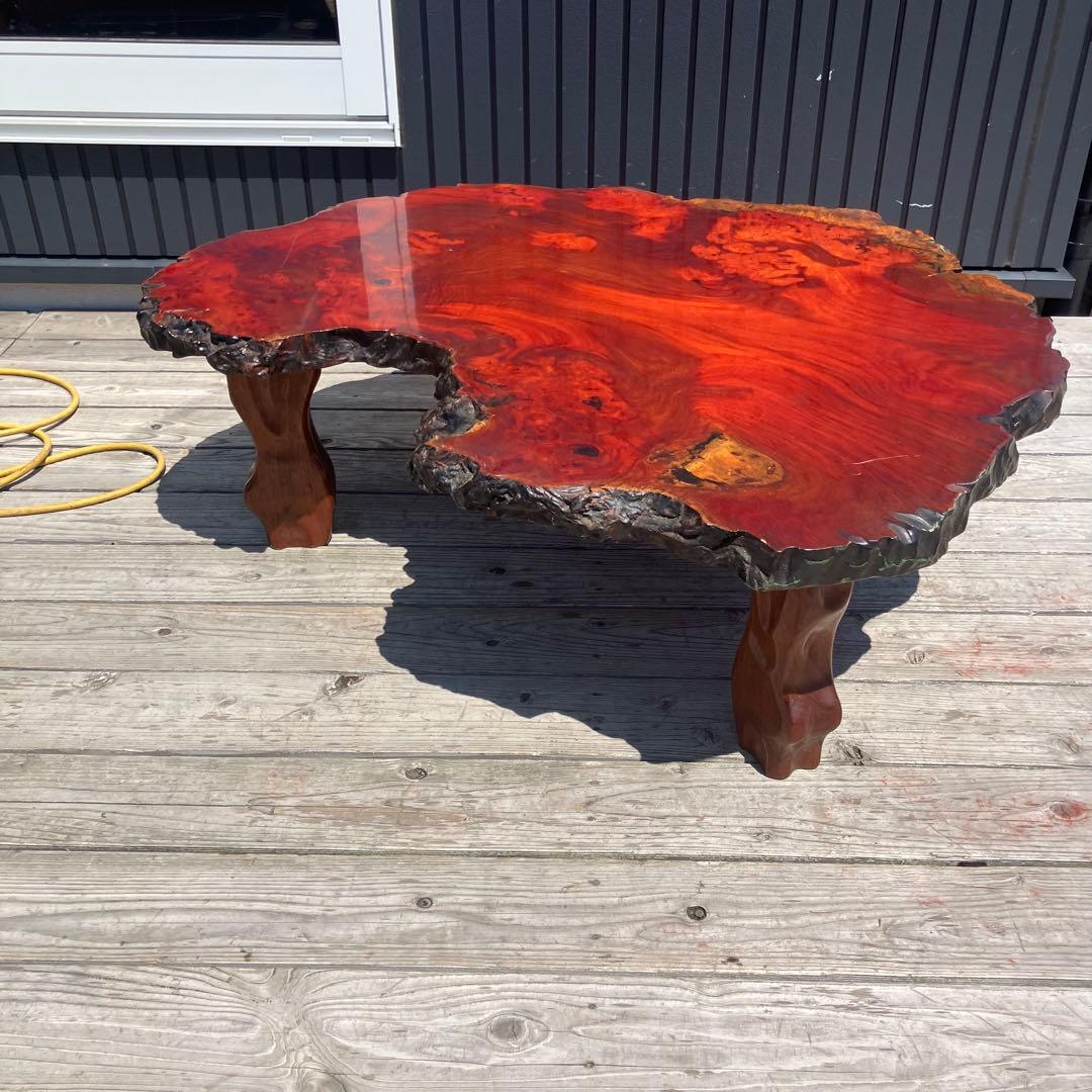 昭和レトロ 銘木 花梨 一枚板 大型座卓 センターテーブル サイドテーブル 昭和レトロ 銘木 欅材 一枚板 大型座卓 卓 センターテーブル サイド