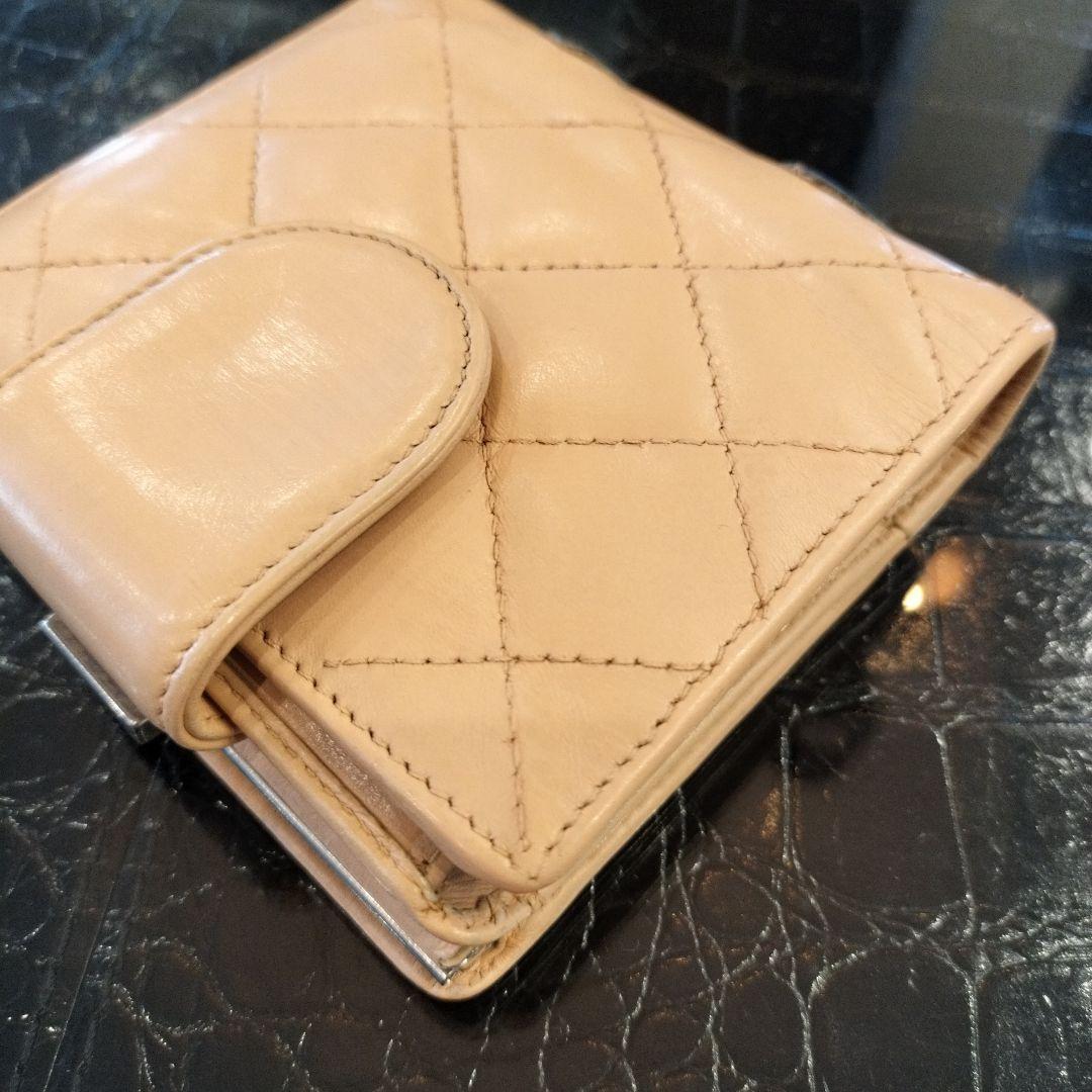 CHANEL カンボンライン がま口 コンパクトウォレット ベージュ