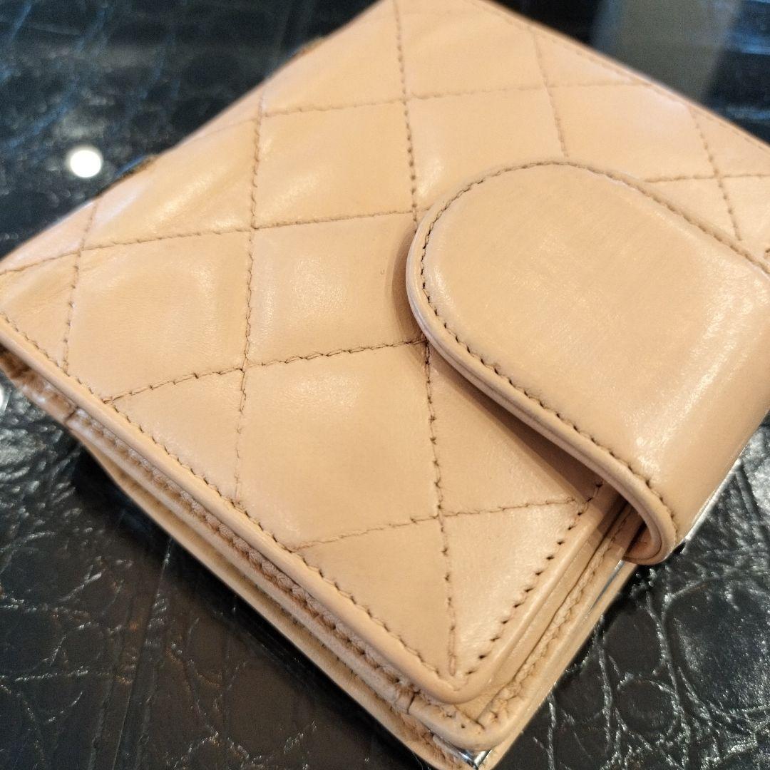 CHANEL カンボンライン がま口 コンパクトウォレット ベージュ