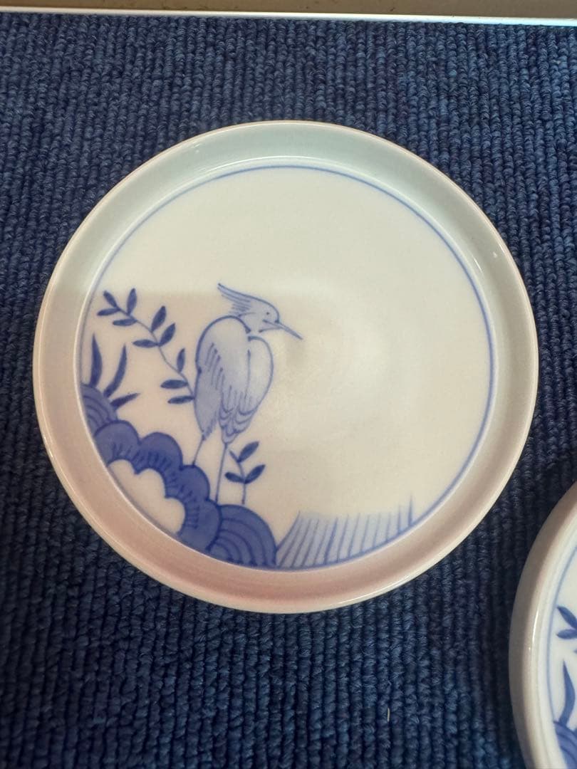 1895 宮内庁御用達『十四代 辻常陸』 辻製 染付花鳥 皿 5客