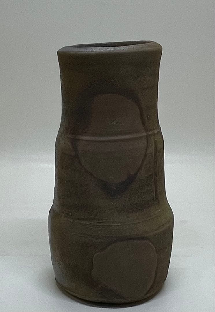 人間国宝 藤原雄 備前掛花入 共箱(四方桟盛蓋） f311