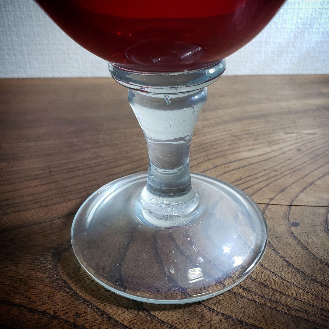 デザートグラス 氷コップ 色ガラス 輪花 ウランガラス 色絵付 明治 大正