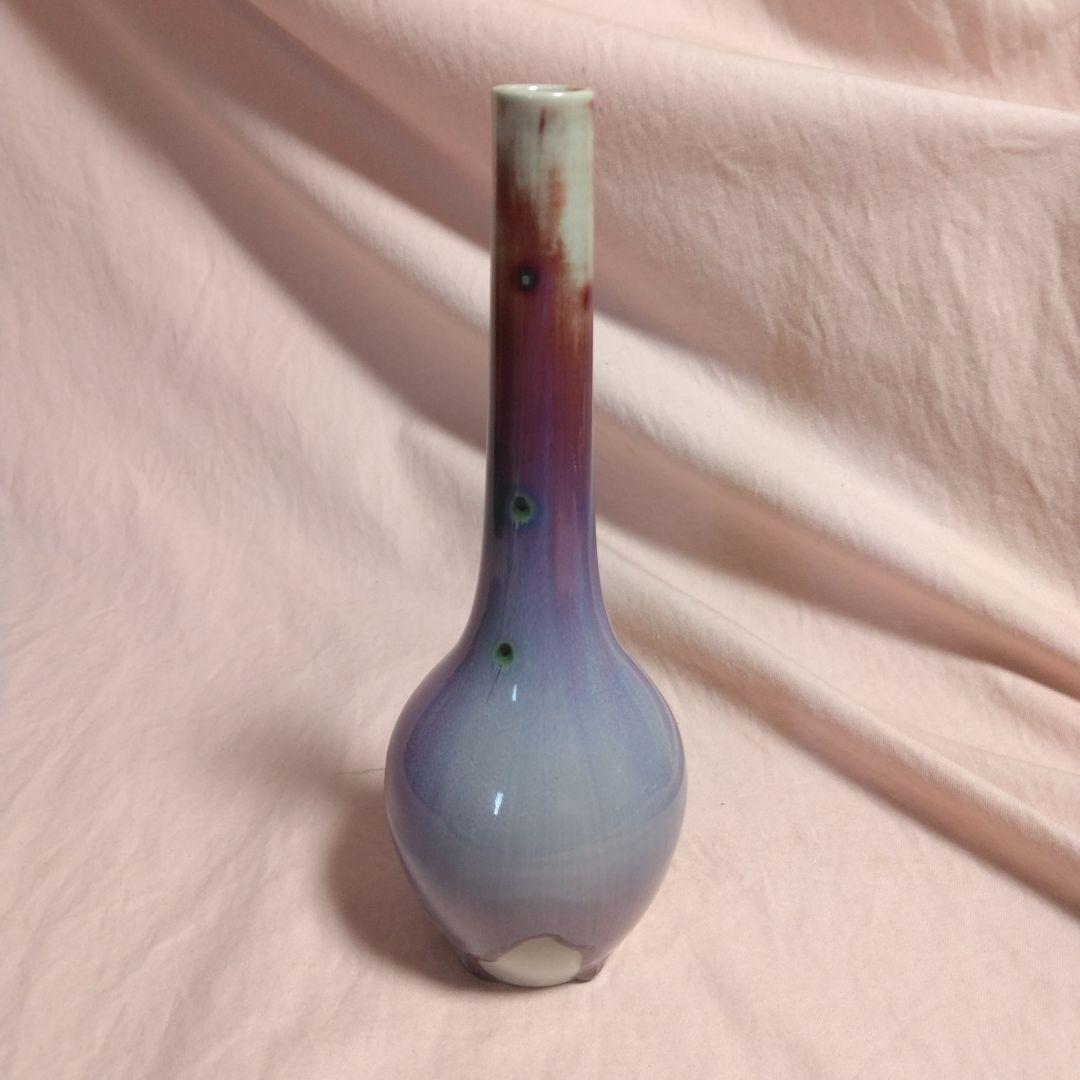 孔雀釉　龍野焼　松山雅英　花入れ