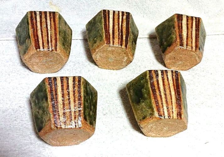 麦藁手向付け 蕎麦猪口 六角形5個セットT153