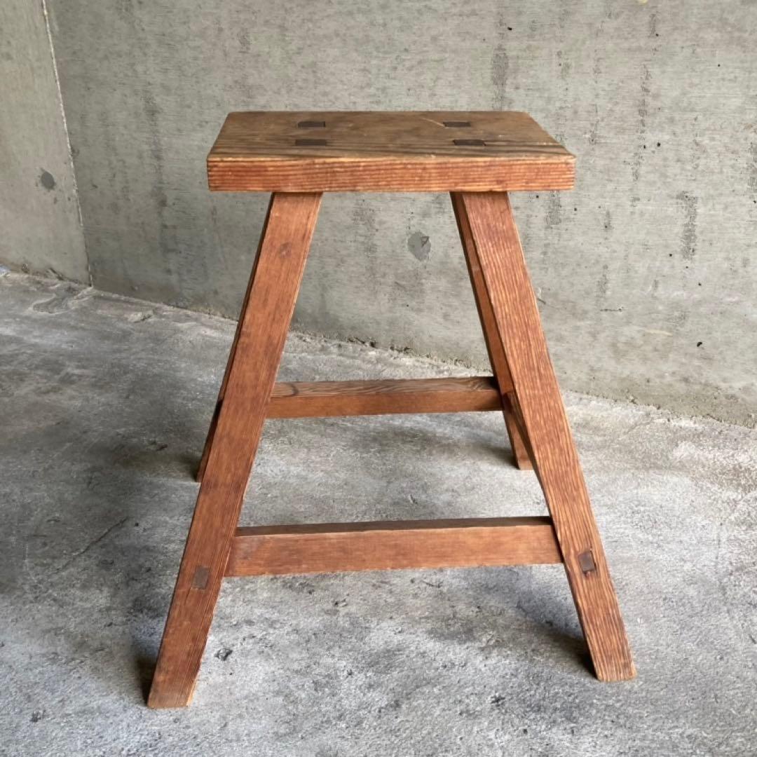 古いスツール チェア 椅子 踏み台 ステップ台 作業椅子 花台 木製 レトロ