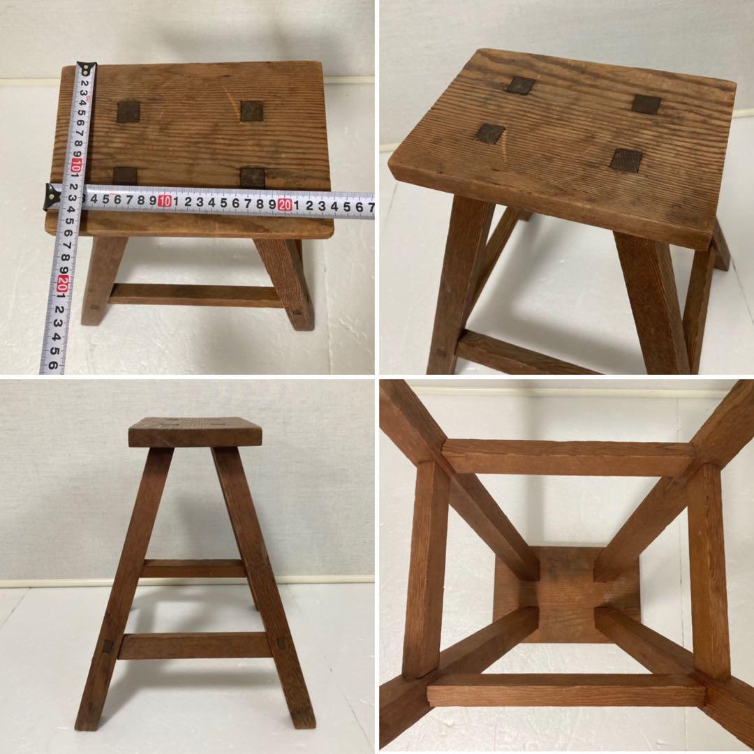 古いスツール チェア 椅子 踏み台 ステップ台 作業椅子 花台 木製 レトロ