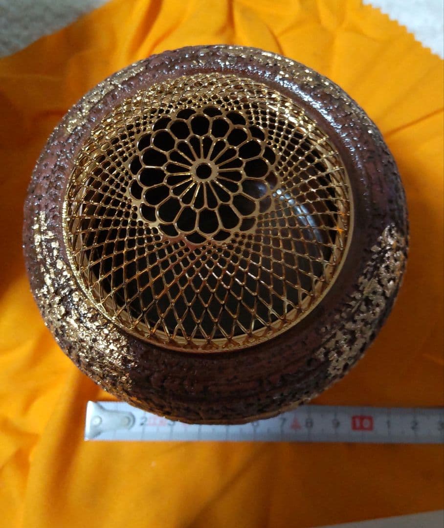 新品 香道 香炉セット一式 清水焼 寛楽作 金彩香炉 箱入