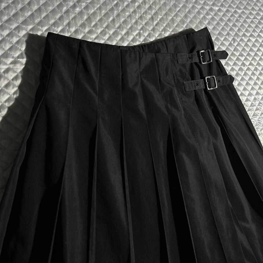 AD2000 archive キルトプリーツスカート 黒 ラップ ポリエステル
