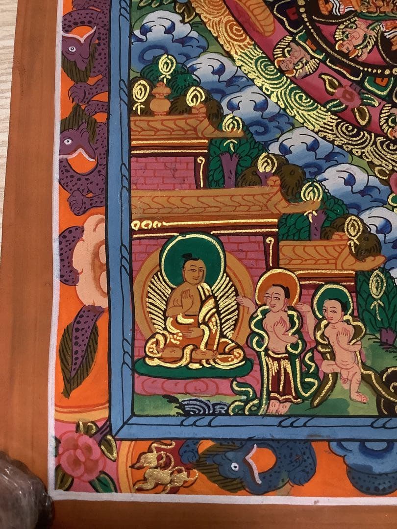 《 チベット密教　新品　1点物 》 手描き　曼荼羅　仏陀　釈迦　仏画　仏教　e3