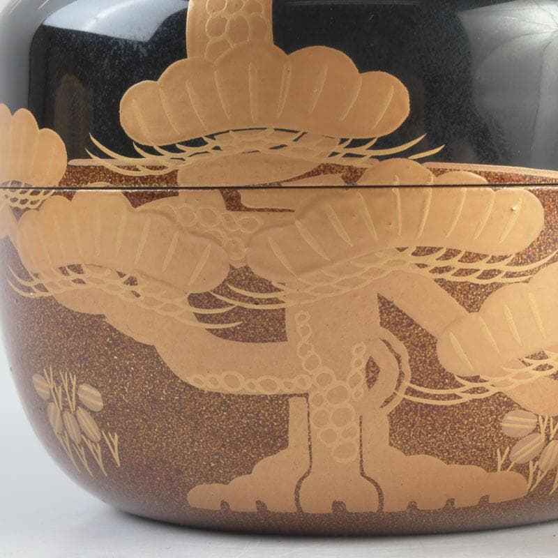 茶道具 漆塗 瑞雲造 老松蒔絵 平棗 共布共箱 V 9495 - メルカリ