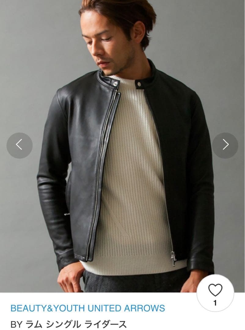 BEAUTY&YOUTH ブラック ラムレザーシングルライダース Lサイズ 2025年