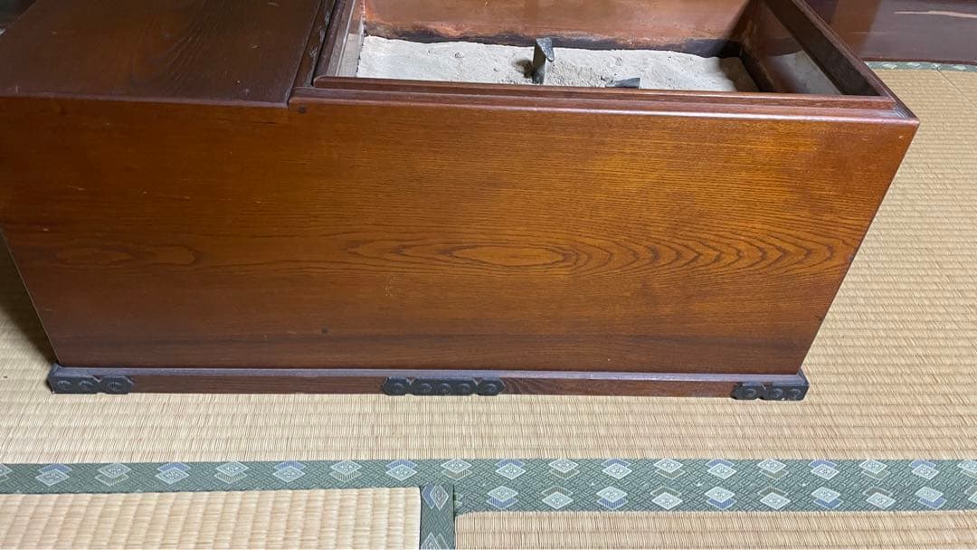 骨董関東火鉢 長火鉢 木製 明治・大正時代作 レトロ 道具 角火鉢