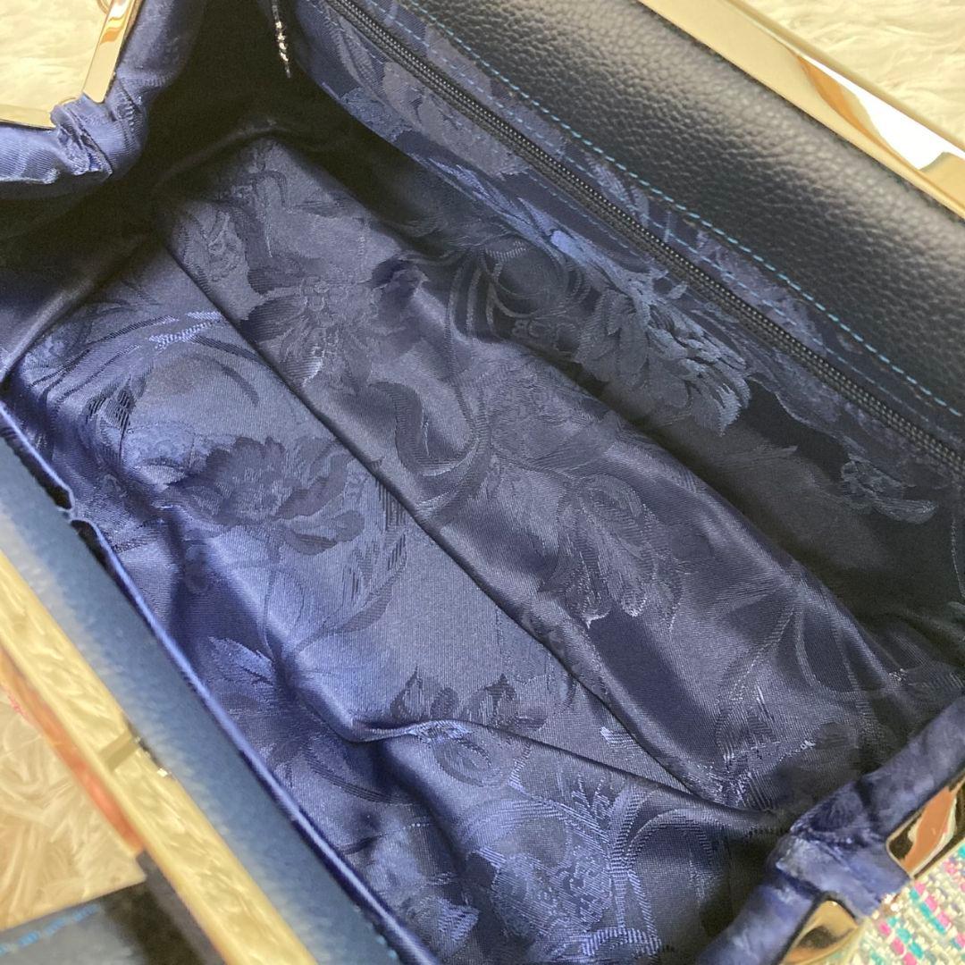 未使用タグ付 ThinkBee！ゴブラン織 ノクターンローズ がま口ハンドバッグ