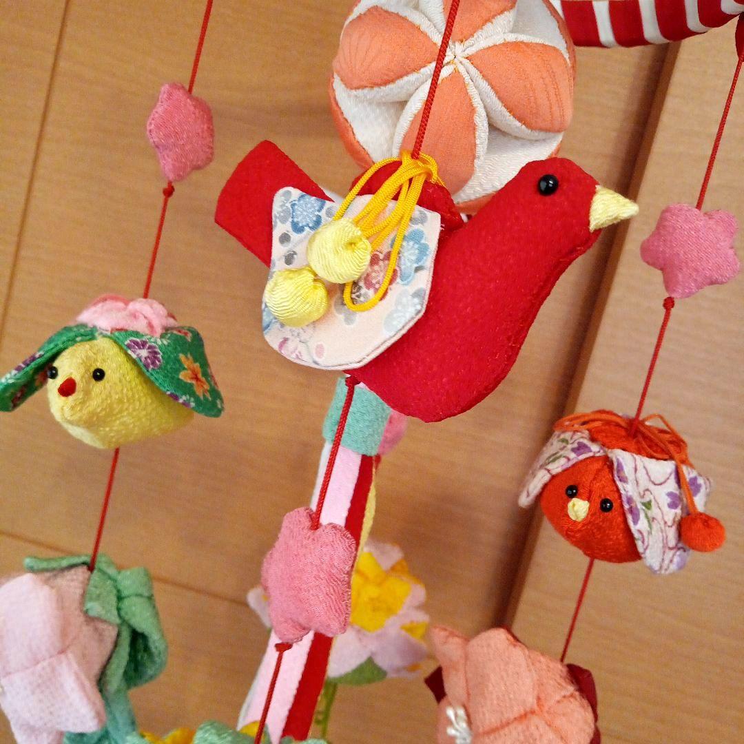 ハンドメイド　全長65cm　吊るし飾り　ちりめん　着物　和布　さげもん　大振り