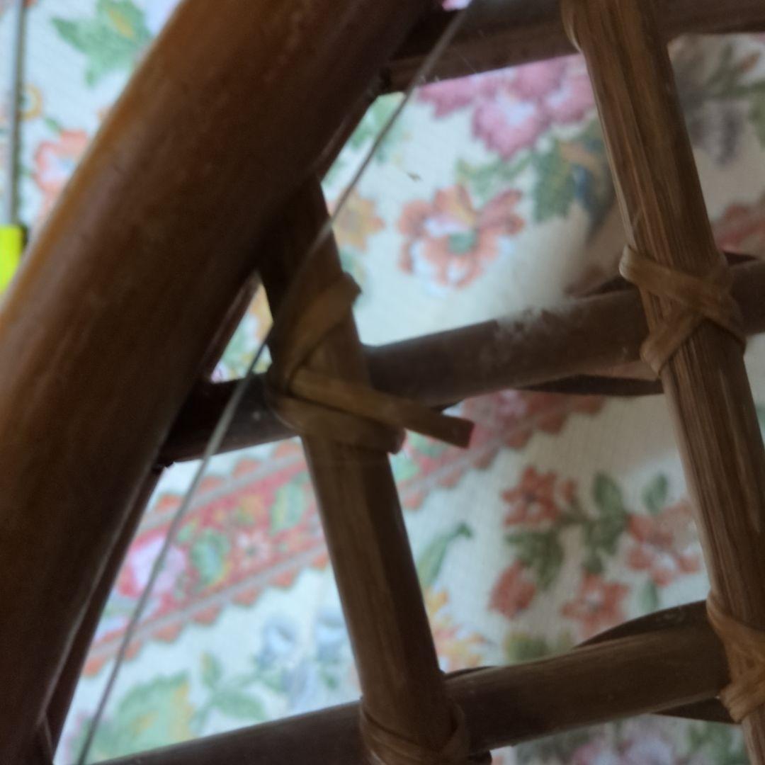 レトロ ラタン製 円形座卓 メッシュデザイン 直径90センチ 高さ35