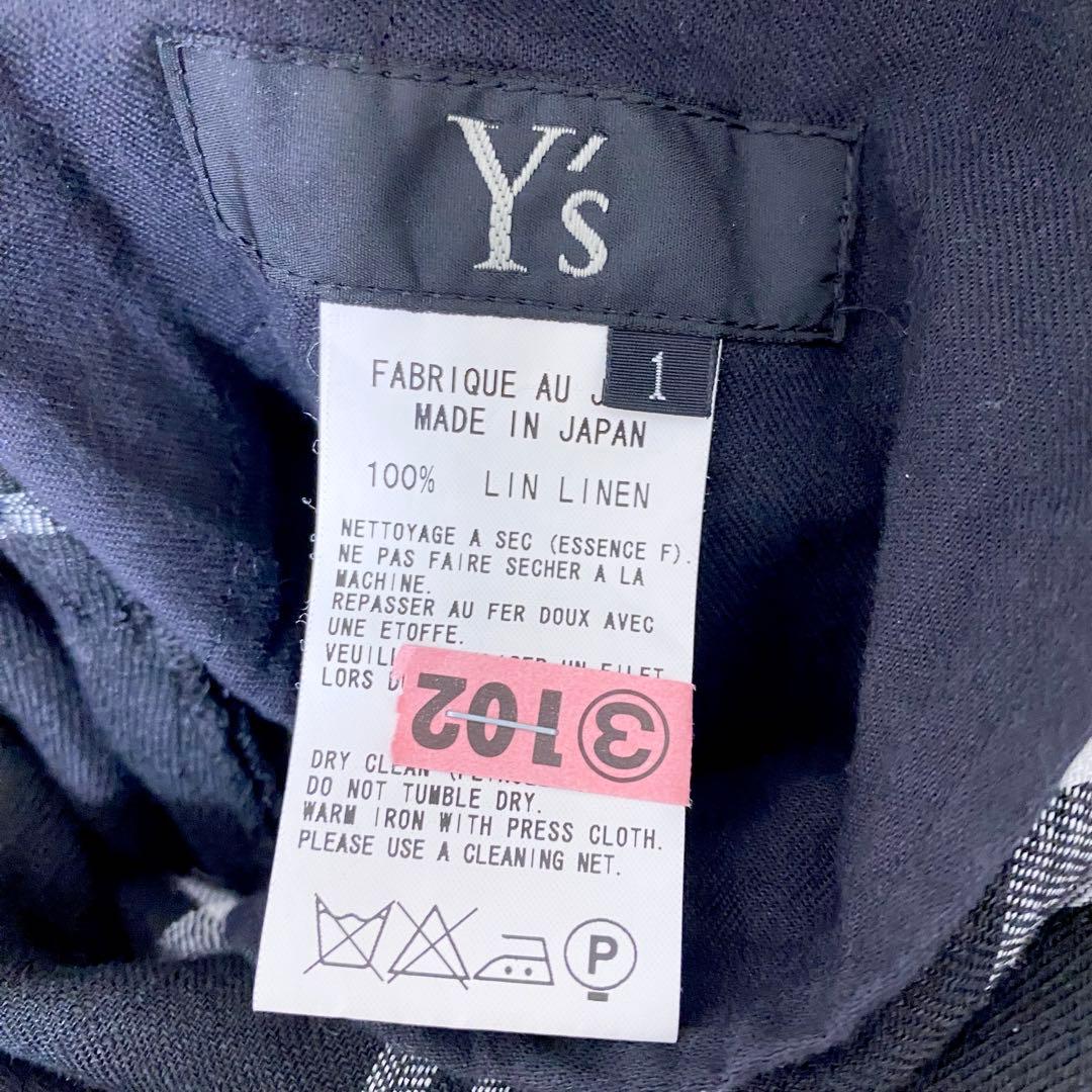 Y's ワイズ ヨウジヤマモト リネン 麻 100% チェックスカートパンツ