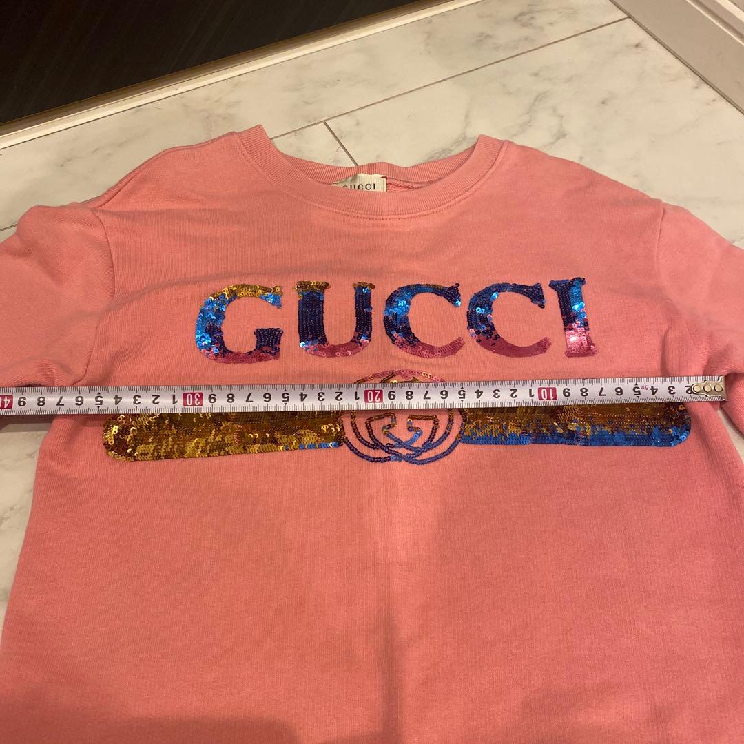 【美品】8A 140㎝　GUCCI グッチ　スパンコール　トレーナー　ピンク