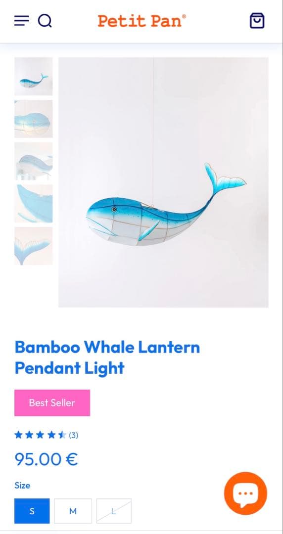 petit pan(プチパン) クジラのランプシェード Sサイズ ライト・照明