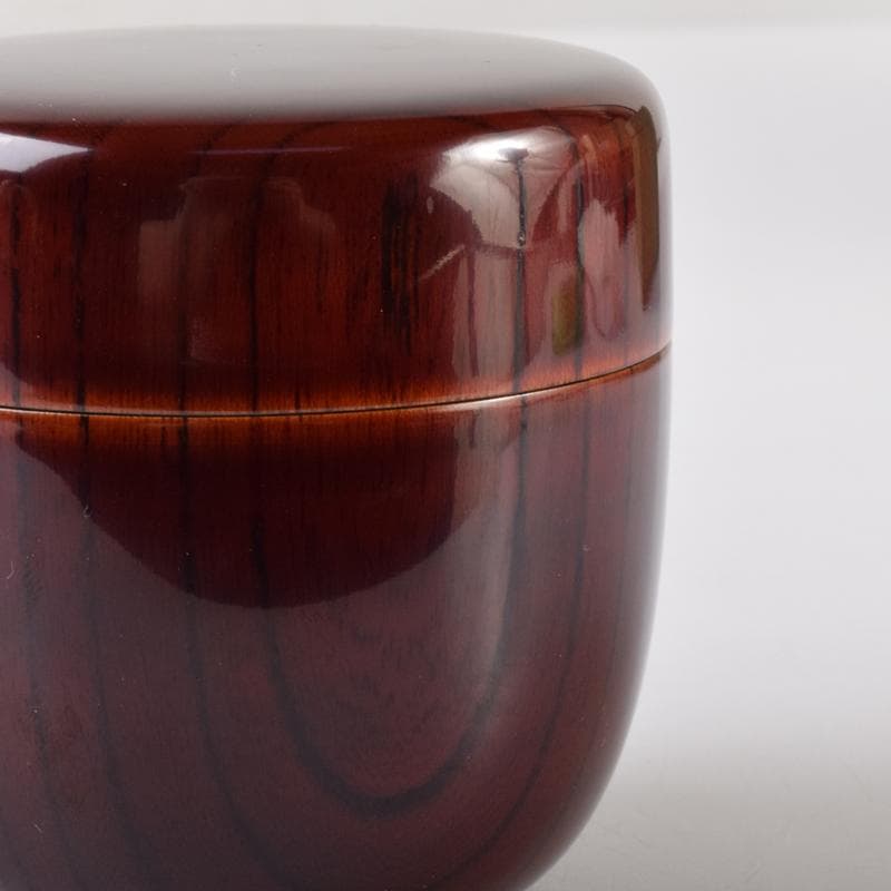 茶道具　山中塗　前端雅峯作　木目　中棗　紫野　前田昌道書付　共箱　V　7072