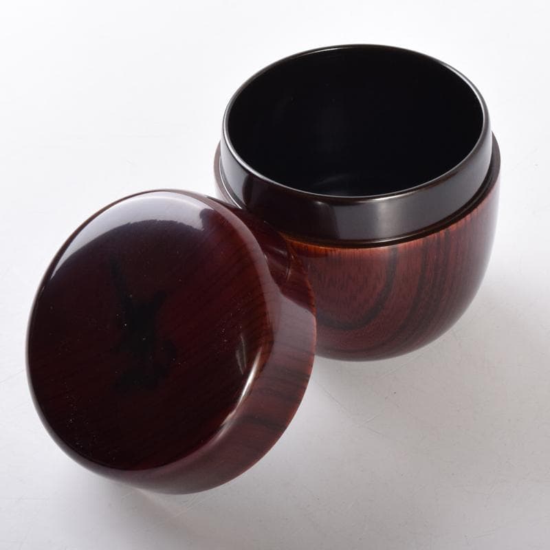 茶道具　山中塗　前端雅峯作　木目　中棗　紫野　前田昌道書付　共箱　V　7072