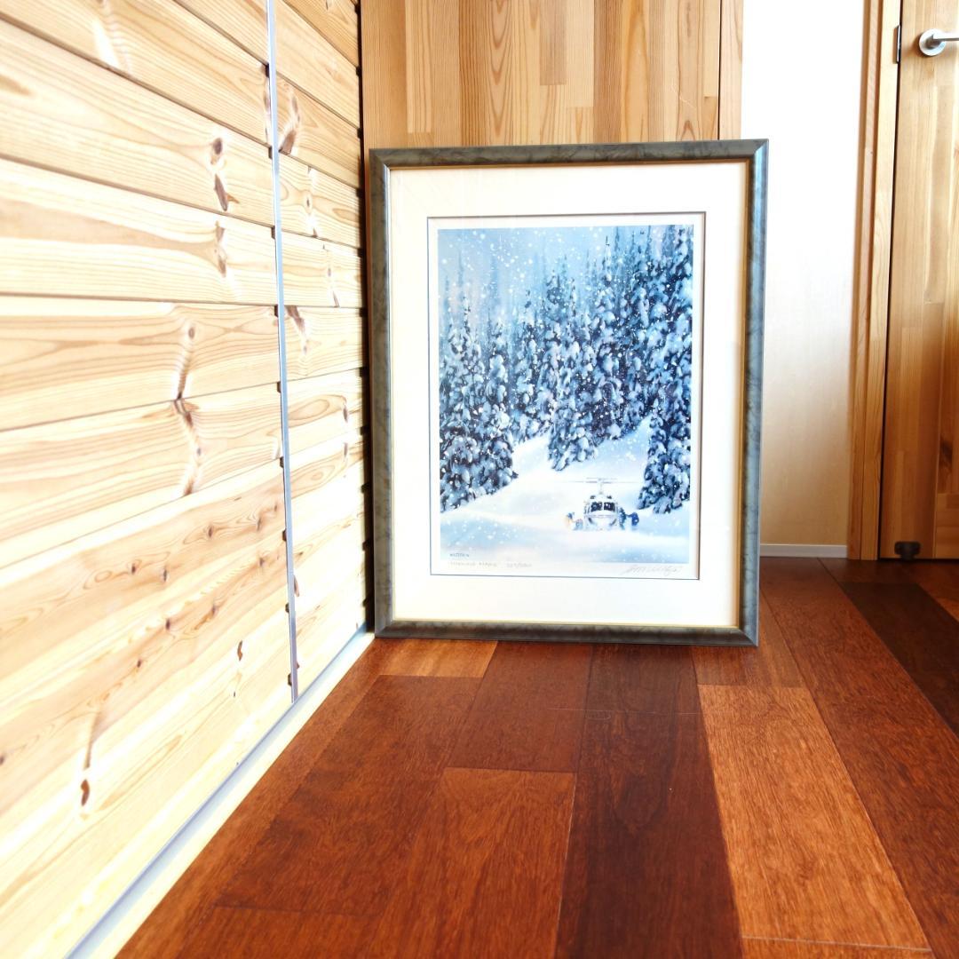 大型 72㎝×56㎝ カナディアンロッキー CMH スキー 版画・額縁付き