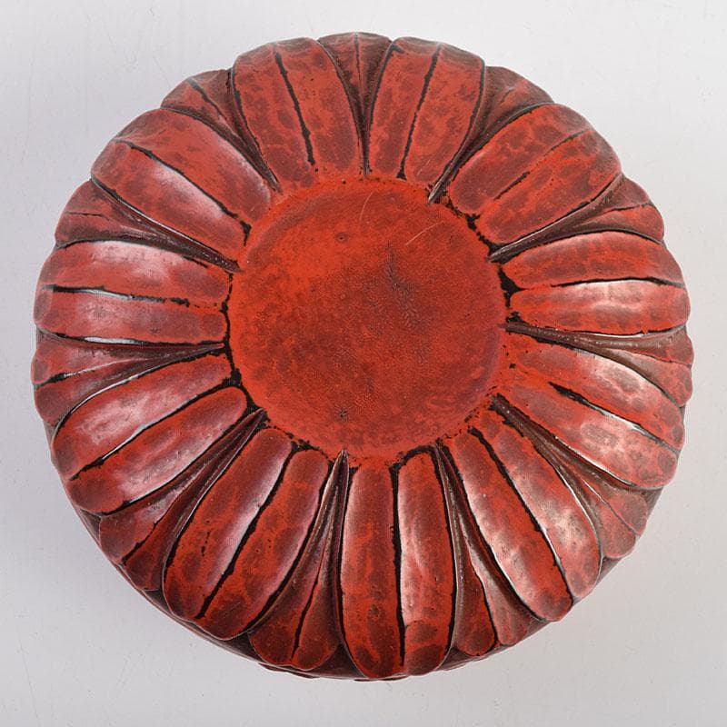 茶道具　鎌倉彫　菊香合　書付箱付　V　R9429