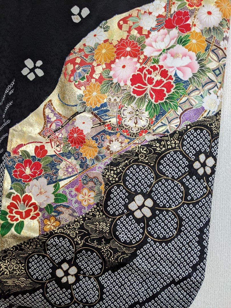 七五三　セット　着物　ハーフ成人式　黒系　豪華　絞り柄