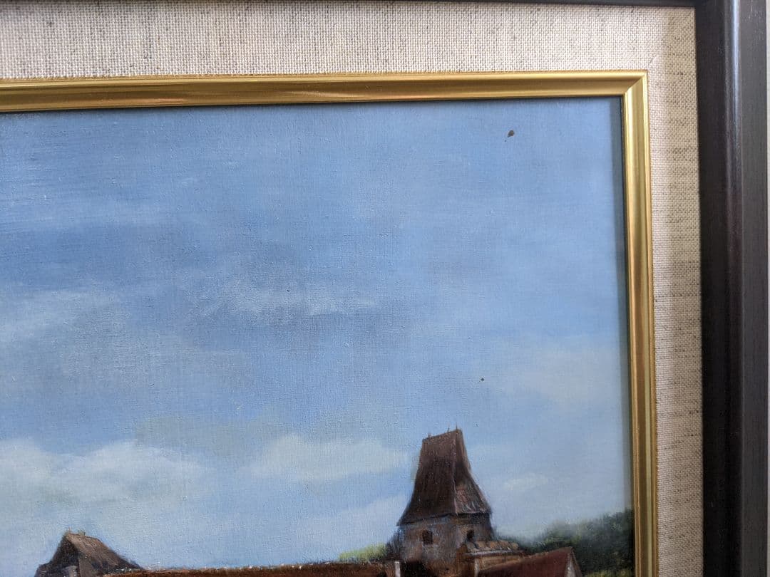 油絵　風景画　テンペラ　チェスキークルムロフ　額込み