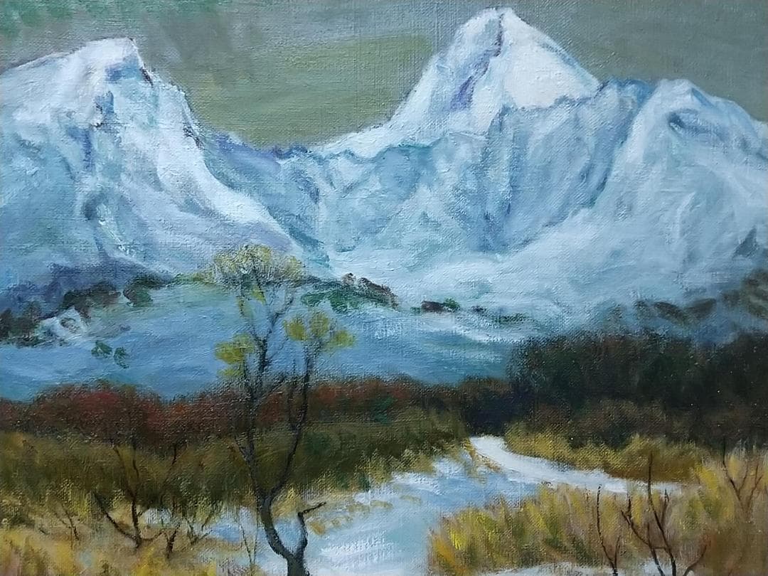 油絵 F8「冬磐梯」絵画