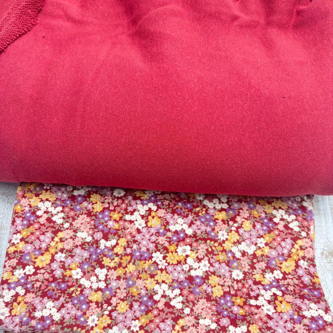 オーダーページ】犬服 ピンク薄起毛ニット×花柄ツーピース