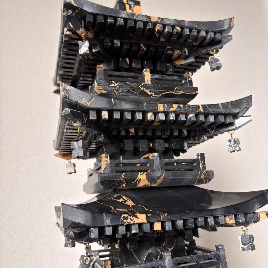 国宝 瑠璃光寺五重塔 イタリア産大理石ポルトロ 高さ約92cm 重さ約25kg