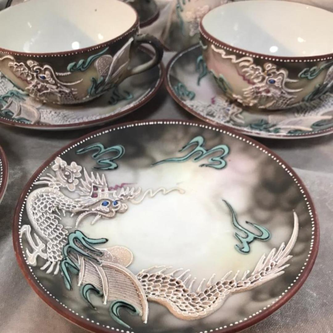 ドラゴン ティーポットセット 輸出用 松風陶器 もりあげ