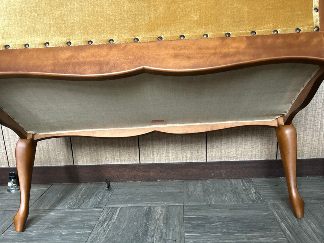 ヴィンテージ 約2人掛け レトロモダンな古い木製チェアソファ カフェ