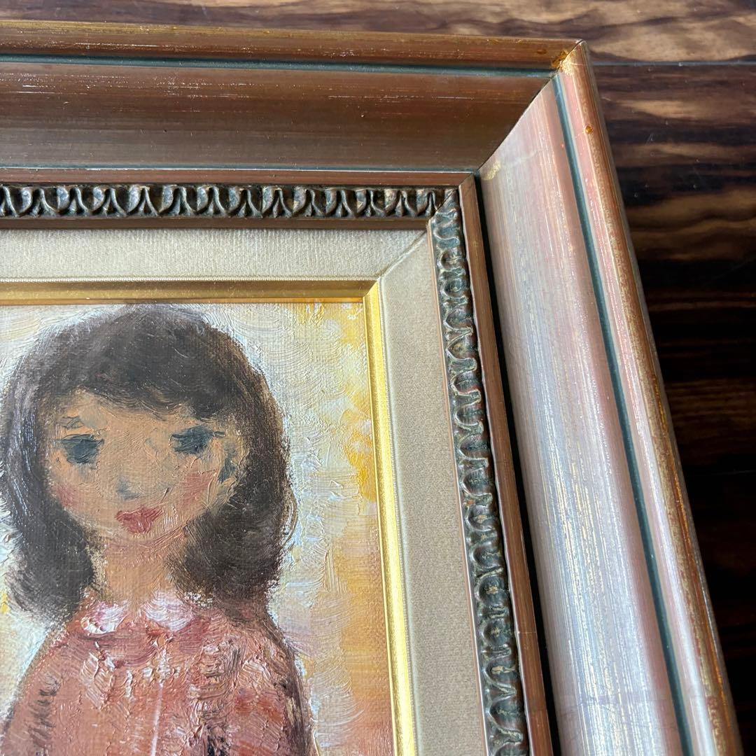 青山龍水 少女 油彩 キャンバス 額装 二科会常務理事 サロン・ドートンヌD