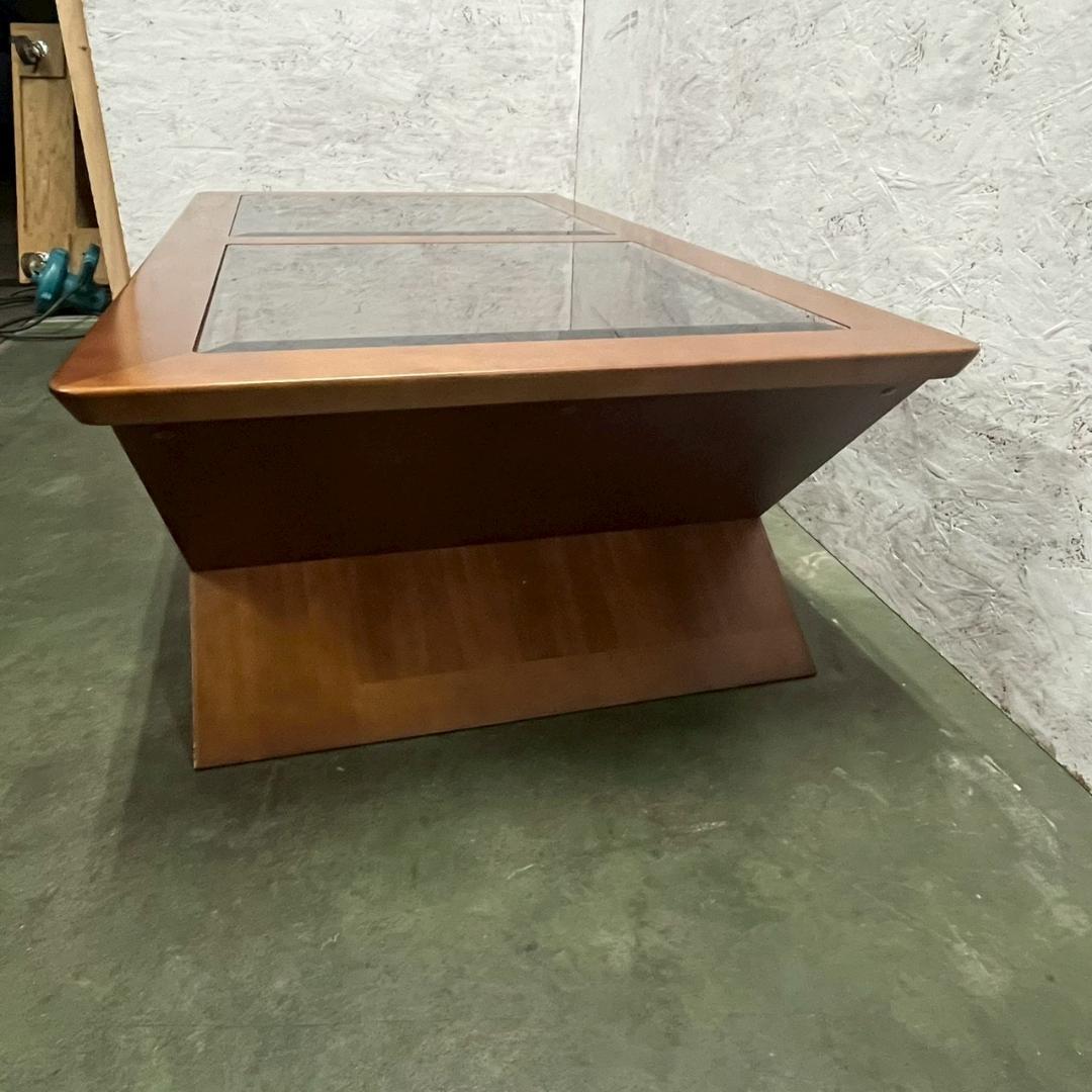 マルニ】 センターテーブル ローテーブル 木製 ガラス天板 A0874