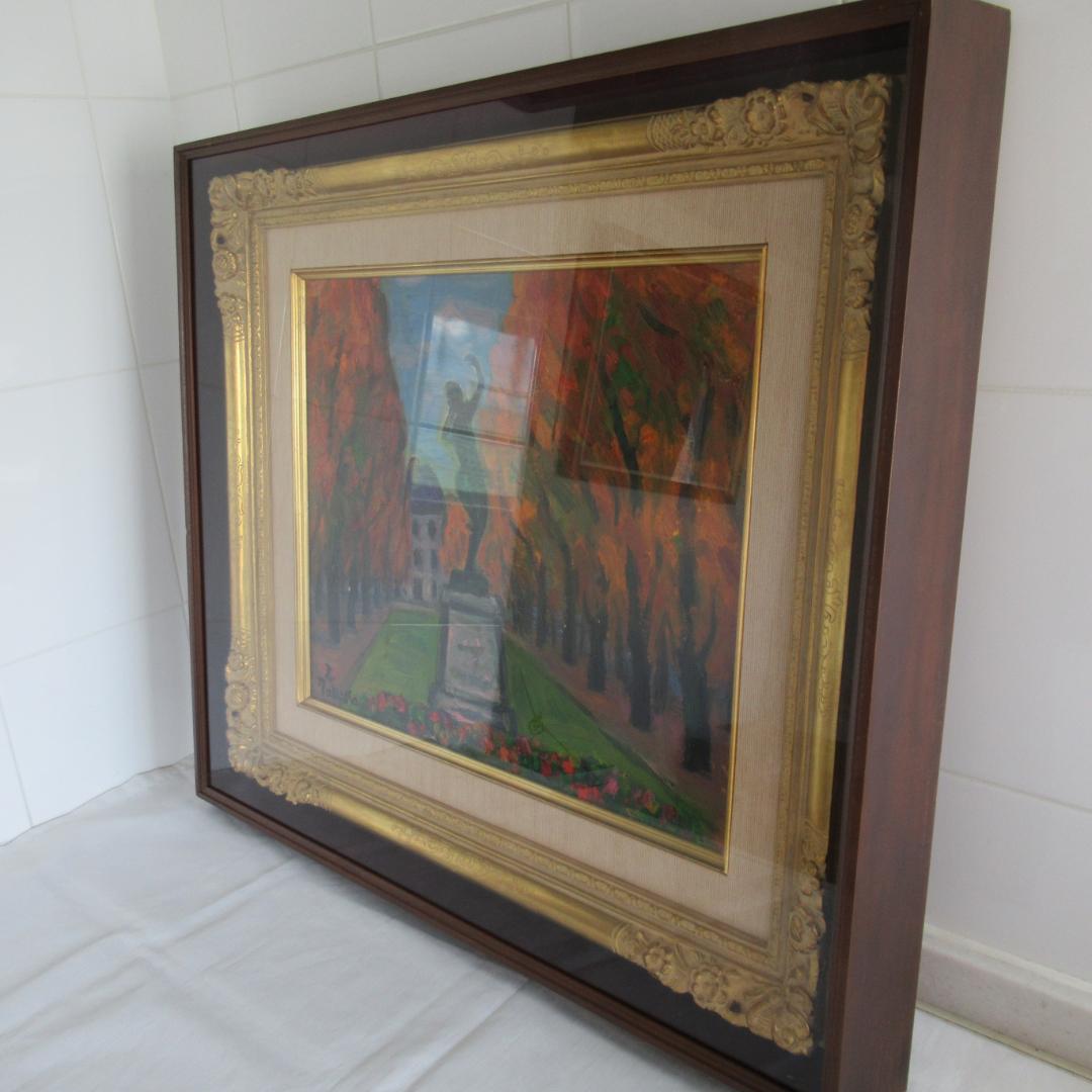 真作 田中忠雄「ルクセンブルグ秋色」F8号 神戸 北海道 宗教画 送料込