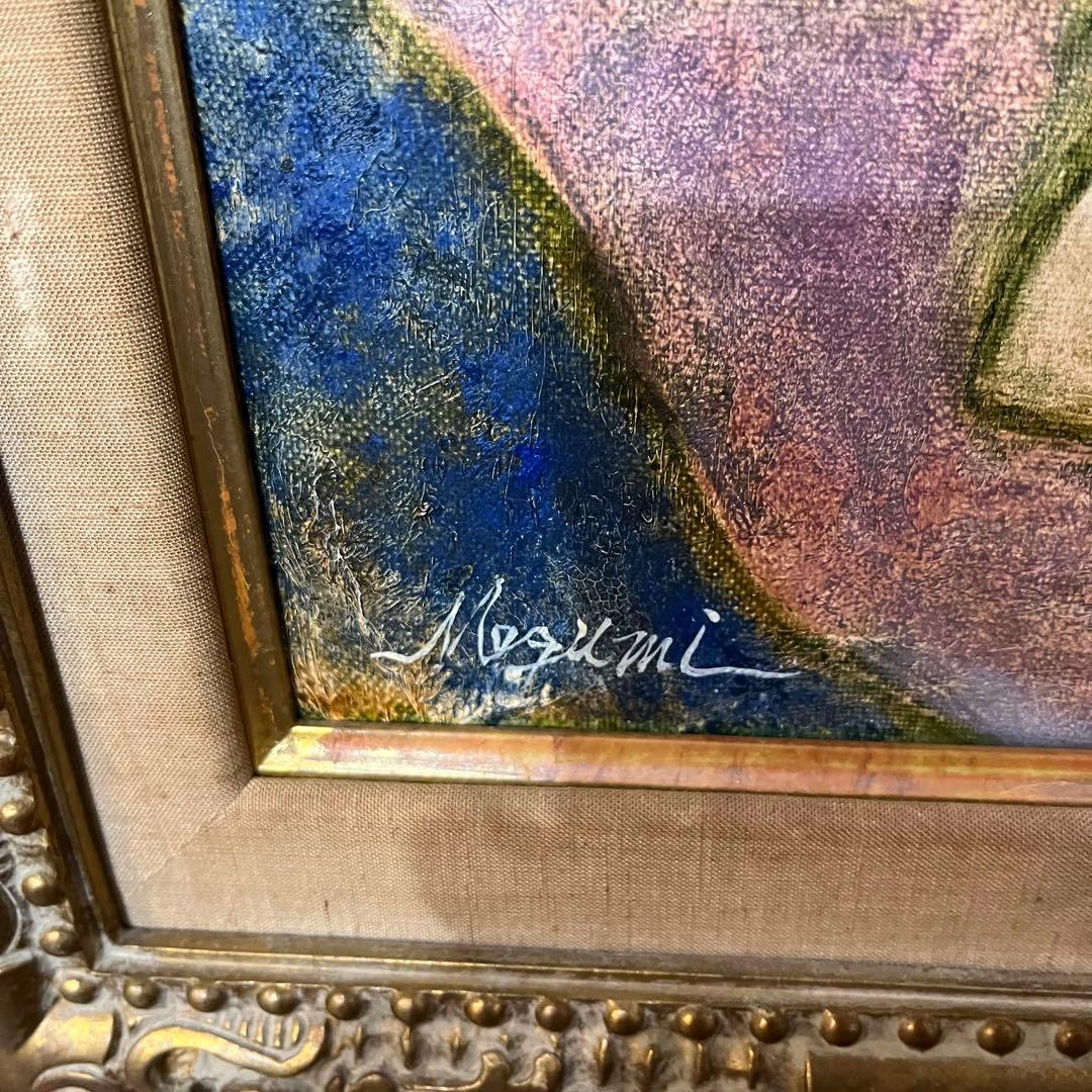 アンティーク】額装 額縁 小林恵 F4号 静物画 果物と花 油絵 油彩画 絵画