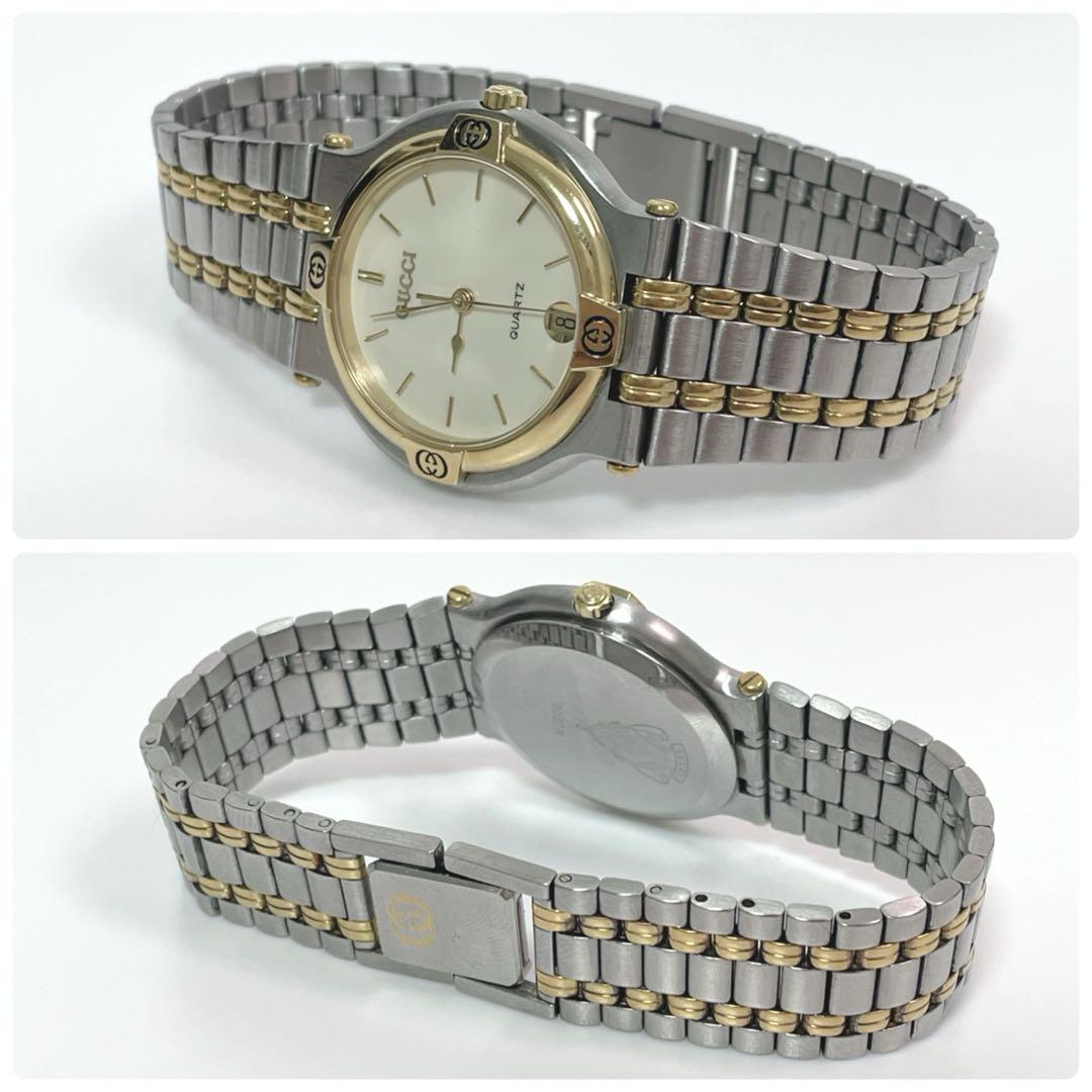 ピンクの猫！グッチ 9000M クォーツ 腕時計 ゴールド 新品電池