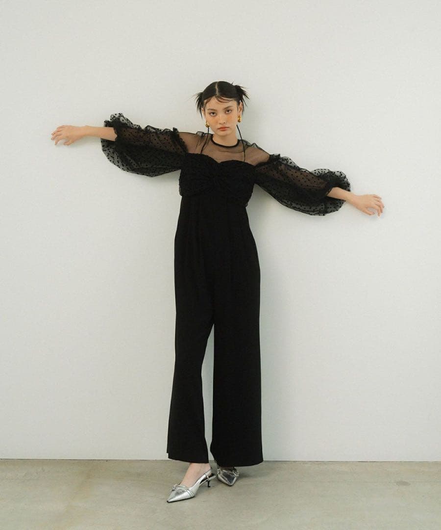 【美品】ANDRESD/アンドレスドオールインワン　パンツドレス　ブラック　Ｍ