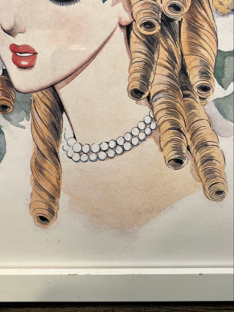 送料込み】中村淳一 1958年 昭和レトロ 漫画 額縁付き イラスト画