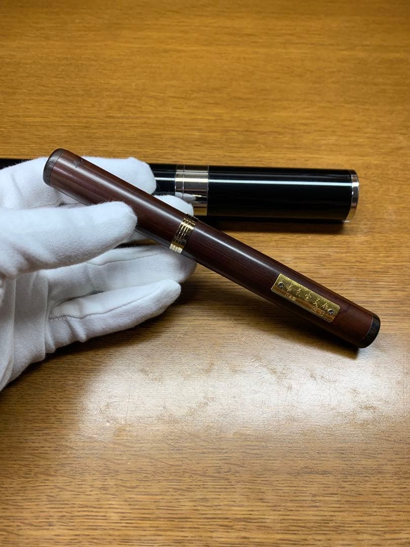 【筆記確認】セーラー 万年筆 長原宣義作 長刀研ぎ 竹万年筆 純金プレート付き 筆記確認】セーラー 万年筆 長原宣義作 長刀研ぎ 竹万年筆 純金
