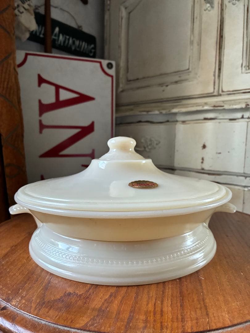 ファイヤーキング　パイ　プレート　キャセロール　アイボリー　テーブルサーバー美品 ファイヤーキング パイ プレート キャセロール アイボリー テーブル